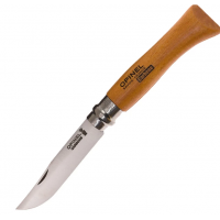 Нож OPINEL №8, углеродистая сталь, рукоять из дерева бука, с чехлом, в деревянной коробке 