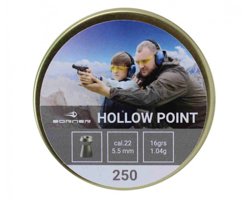 Пули Borner Hollow Point 4,5 мм, 0,58 грамм, 250 штук