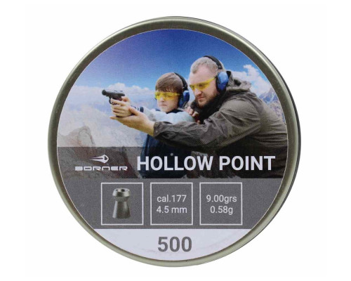 Пули Borner Hollow Point 4,5 мм, 0,58 грамм, 500 штук